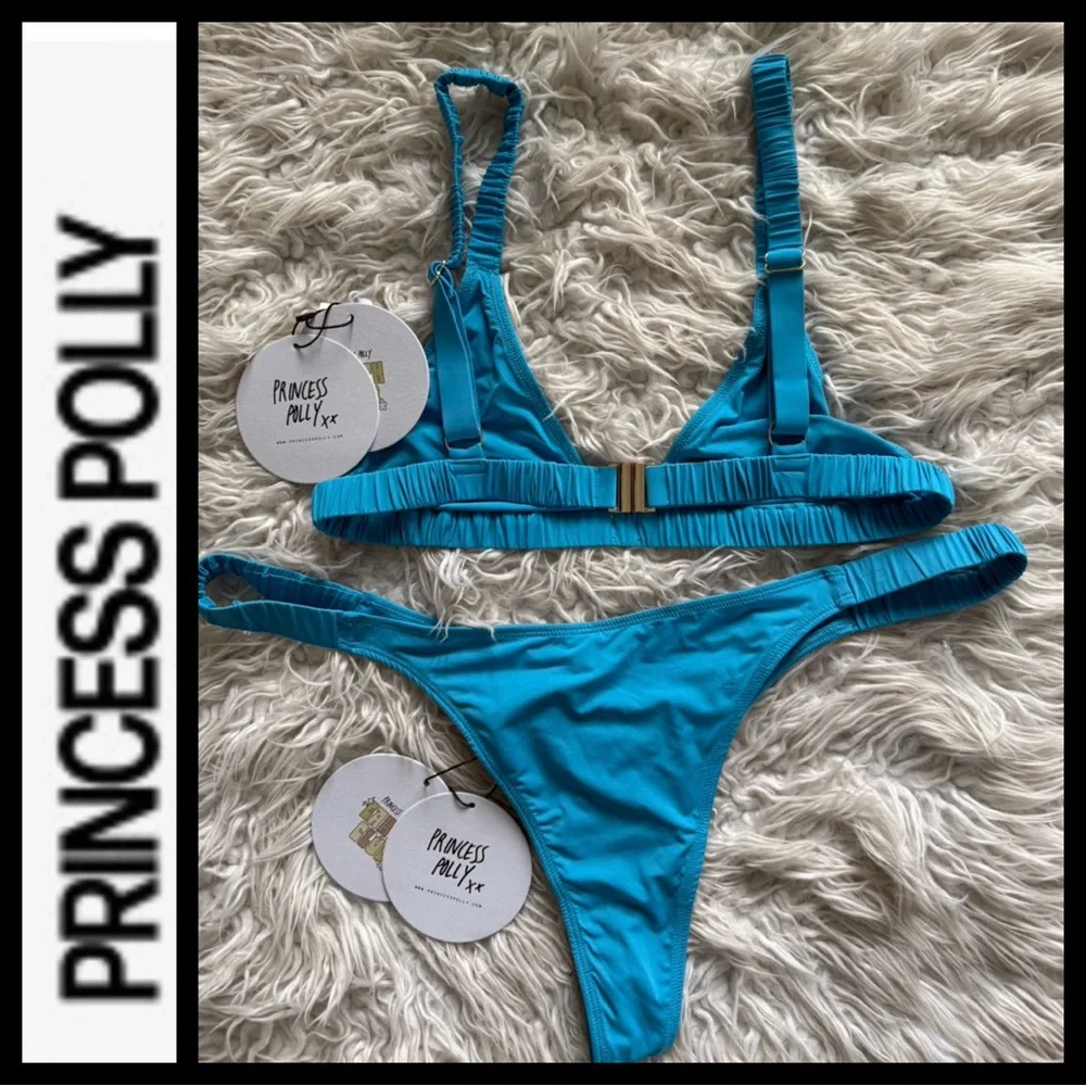 NWT Princess Polly Josie Blue Curve Bikini Set